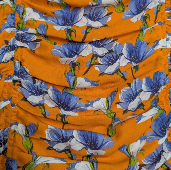 Parker Silk Floral Ruched Mini Dress Orange Purple Size 6 NWT - Picture 5 of 15